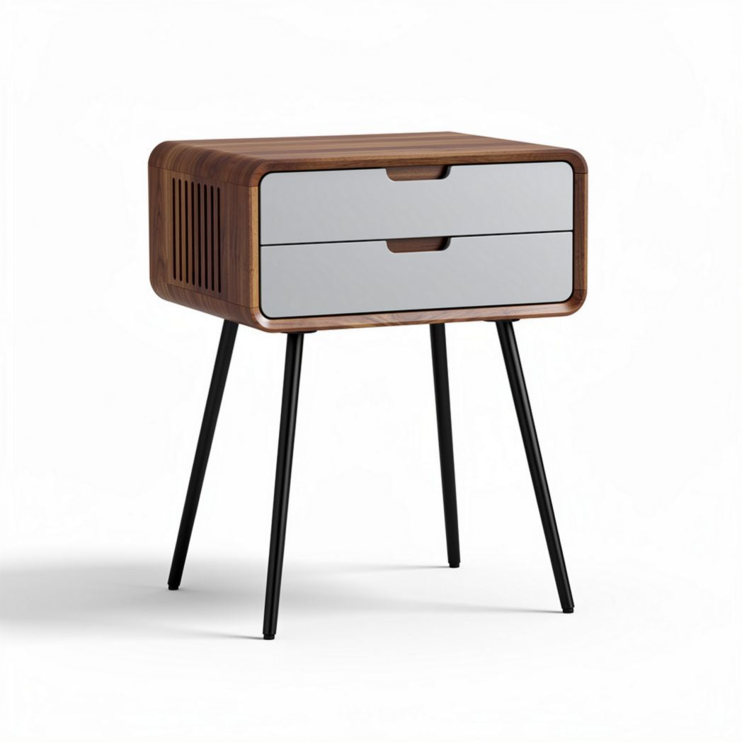Comodino in legno e metallo per camera da letto con cassetti - 50 x 40 x 60 cm