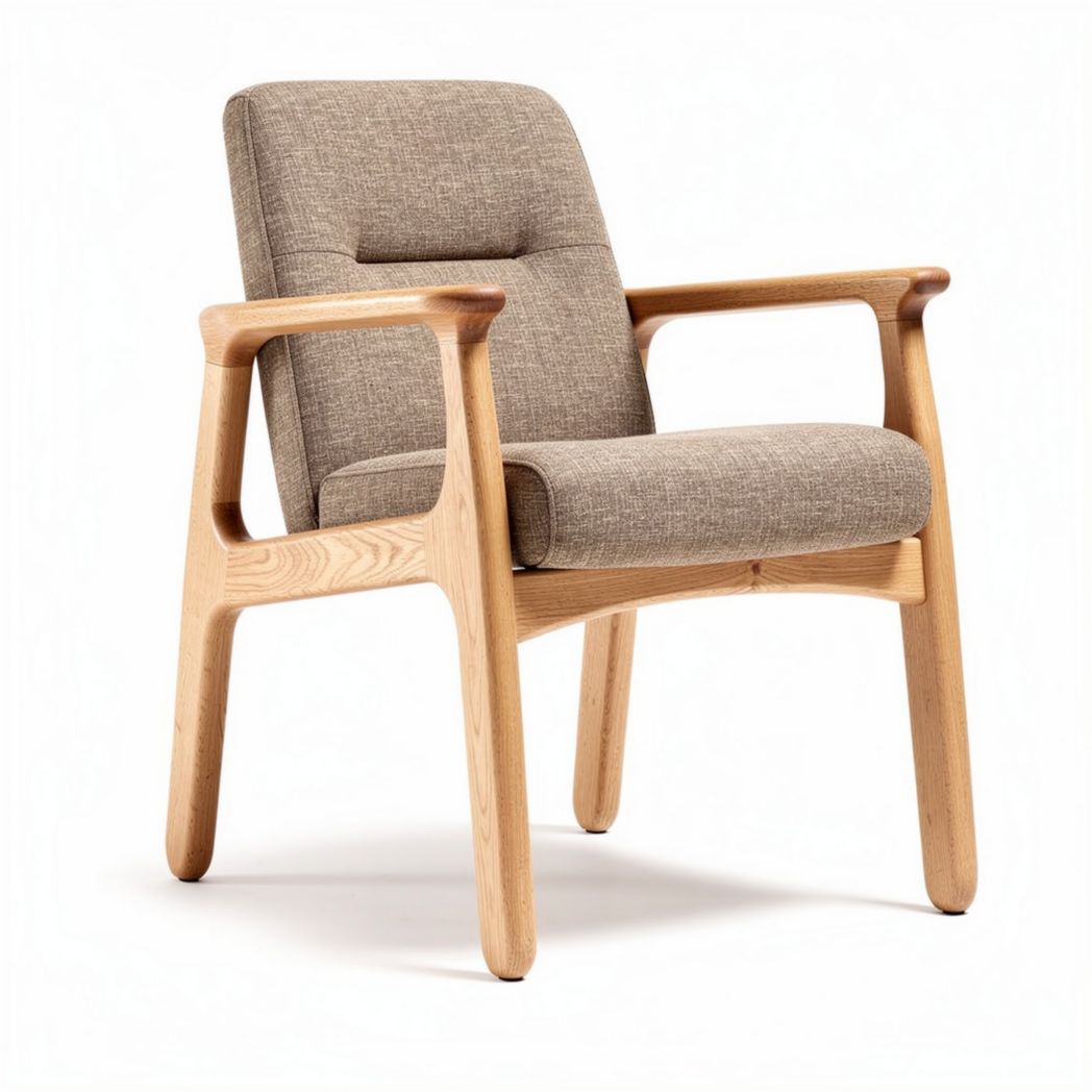Poltrona in legno e tessuto per soggiorno – 70 x 65 x 85 cm