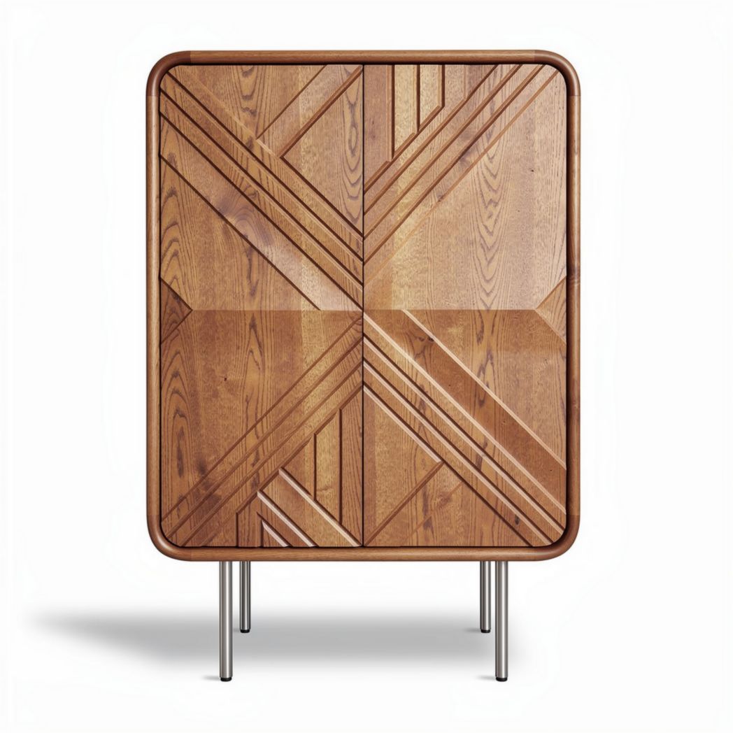 Mobile contenitore in legno con design geometrico per soggiorno – 90 x 40 x 120 cm