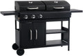 vidaXL Barbecue Combinato Carbone e Gas 3 Fuochi Cappe Termometro Tavolini Robusto Resistente Griglia Ibrida per Esterni Grill in Acciaio