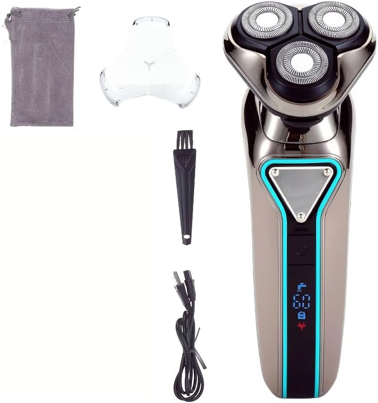 Rasoio Elettrico per Uomini, Rasoio Elettrico Rasoio Impermeabile a Barba Trimmer USB Ricaricabile Ricaricabile 3D Floating Blocco Travel Lock Rath for Uomini (Colore: Argento con Scatola)