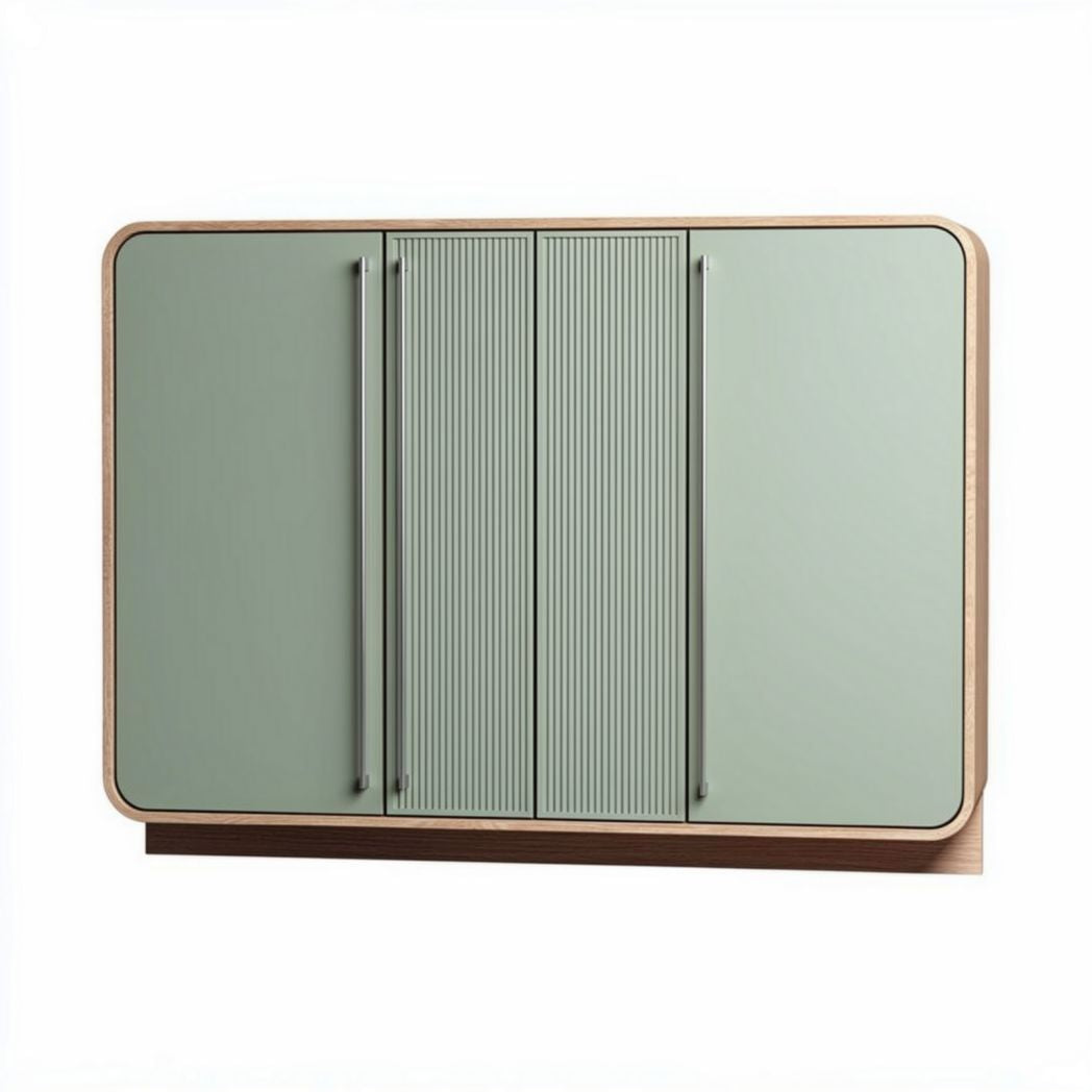 Mobile contenitore in legno con ante verdi per soggiorno – 120 x 60 x 75 cm
