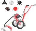 Portatile in mano Tosaerba a benzina, tosaerba a 4 tempi con guida da terra 4 lame di falciatura + ruota for diserbo + arieggiatore piccolo diserbo multifunzionale for giardino con prato frutteto