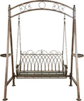 Biscottini Garden Swing Chair 2 Seater 220 x 198 x 100 cm - Iron Bench - Garden Bench for Outdoor Use in Antique Wrought Iron - Outdoor Garden Rocking Chair
