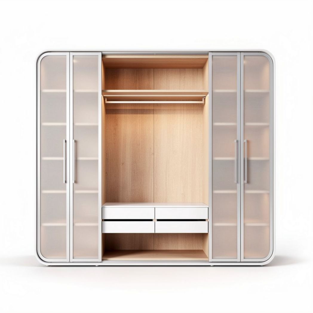 Armadio in legno con ante trasparenti per camera da letto – 150 x 60 x 200 cm