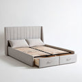 Letto imbottito con contenitore per camera da letto – tessuto grigio – 200 x 160 x 100 cm
