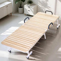 HeavyDutyOutdoorFoldingBedforAdultsSturdySolidWoodCampCotwithArmrestsAntigraffio Angoli arrotondatiPortatile e EasytoStorePerfetto per Viaggi e Campeggio (Naturale)
