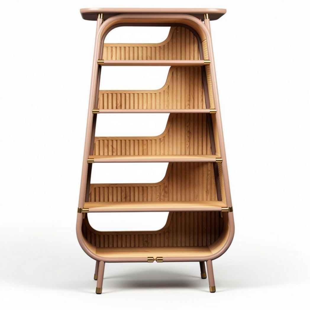 Libreria in legno con ripiani in posizione graduata per soggiorno – 80 x 40 x 150 cm