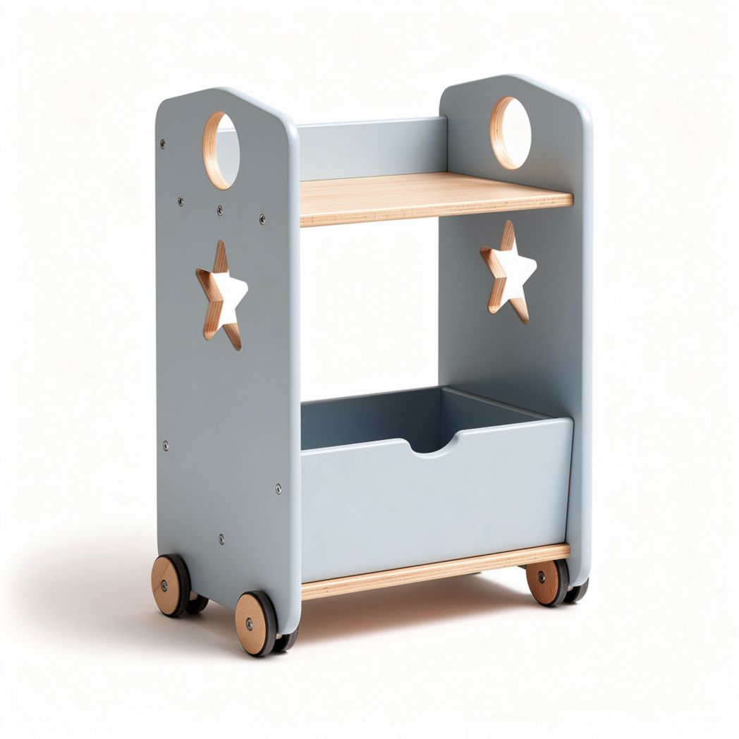 Carrello in legno per bambini per organizzazione giocattoli – 60 x 40 x 70 cm