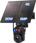 20X Zoom 4G Telecamera Esterno con SIM Scheda 20W Pannello Solare, 6MP 360° PTZ Telecamere Senza Fili da Esterno [Registrazione 24/7], 150M Visione Notturna, Rilevamento del Movimento PIR