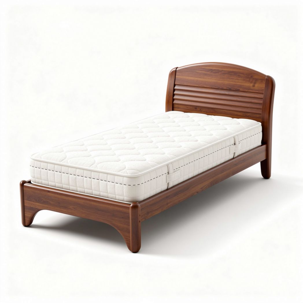 Letto singolo in legno con materasso per camera da letto – 190 x 90 x 30 cm