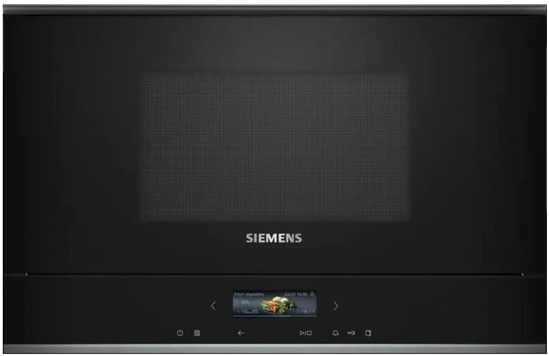 Siemens BF722L1B1 iQ700 forno a microonde da incasso, nero, cookControl7 – Programmi automatici, humidClean Plus – Pulizia degli interni, ideale per l'installazione rialzata, porta girevole con