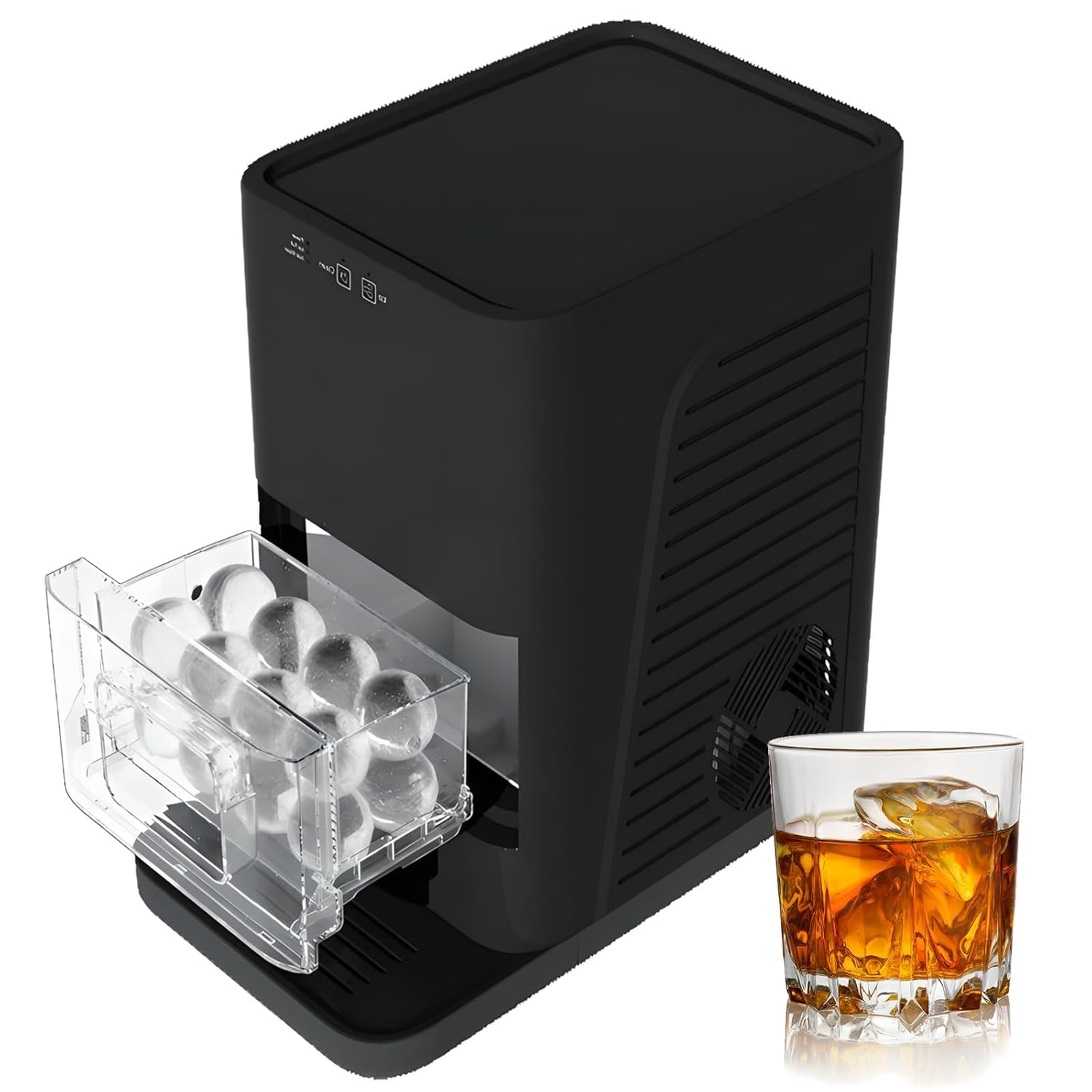 Macchina per Il Ghiaccio a Sfera da Banco, Macchina per Il Ghiaccio Sferica per Whisky con Capacità di 52 Sfere Al Giorno, Funzione Autopulente, Creatore di Sfere di Ghiaccio Cristallino per Bar Casa