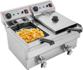Friggitrice da 20 l con olio friggitrice 60 – 200 °C con 2 torce da 6000 W, friggitrice, isolamento intelligente, controllo termostatico, manopola di regolazione, doppia friggitrice può
