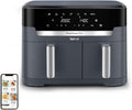 Tefal Dual Easy Fry XXL Friggitrice ad aria calda a doppia camera, capacità 11 litri, cassetto da 6,5 l + cassetto da 4,5 l, 99% in meno di grasso, 7 impostazioni automatiche, lavabile in