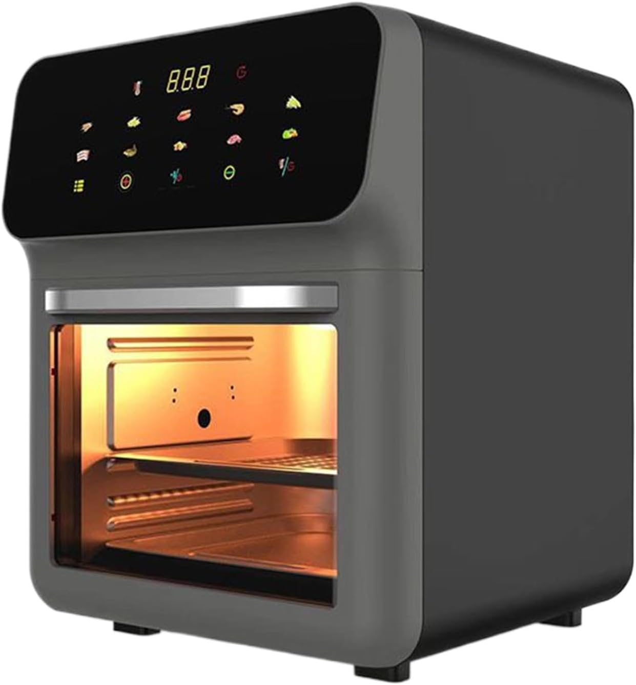 Friggitrice ad aria calda per tostapane | forno da cucina con friggitrice ad aria calda | 15 litri grande finestra finestra di dimensione famiglia 2 livelli | per pizza patatine fritte pollo bistecca