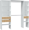 Dmora Large Worland Wardrobe 40 x 187h cm White 8 Shelves Clothes Hanger, Bedroom Wardrobe 3 Drawers