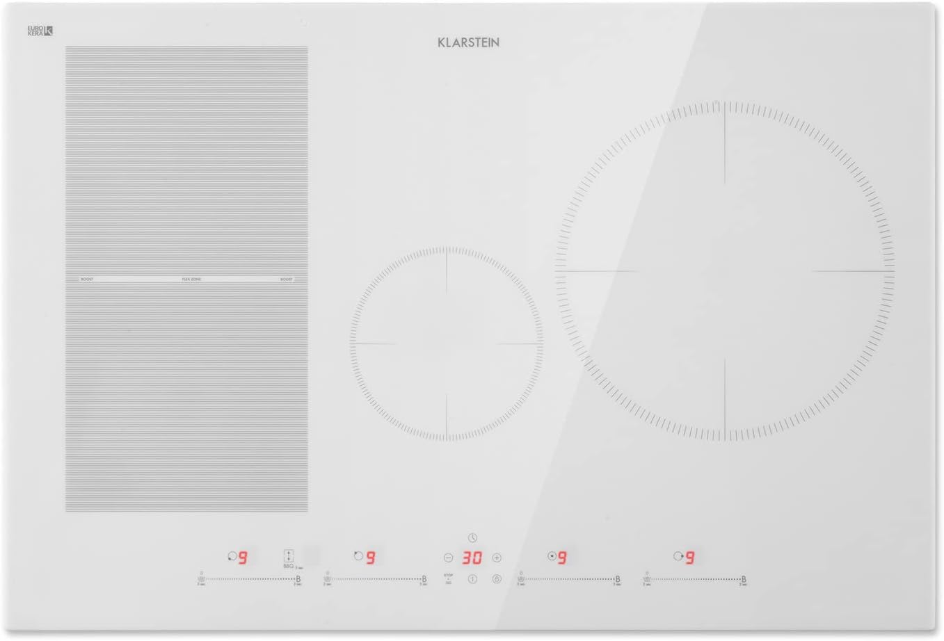 Klarstein Piastra Induzione 4 Fuochi, Piano Cottura Induzione 7500W, Piano Cottura Induzione a 4 Fuochi Integrata con Controllo Touch, Fornello a Induzione, Piastra ad Induzione Professionale 4 Zone