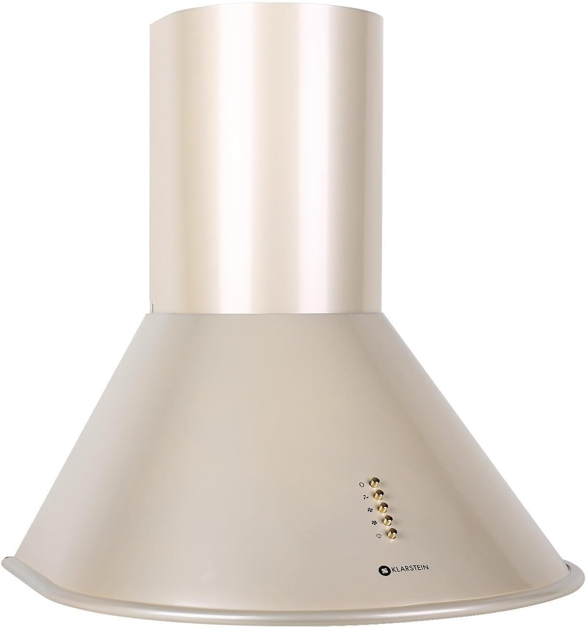 Klarstein Lumio Primo- Retro Cappa Aspirante da cucina in acciaio inox, 60 cm, potenza di aspirazione pari a 430 m³/h, 3 livelli di potenza, illuminazione con due faretti alogeni, Champagne