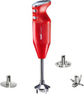 bamix Frullatore a immersione sbattitore M250 PRIME incl. lama multiuso, frusta, frullino in acciaio inox, 250 watt, 2 velocità, Made in Switzerland, Rosso/cromo