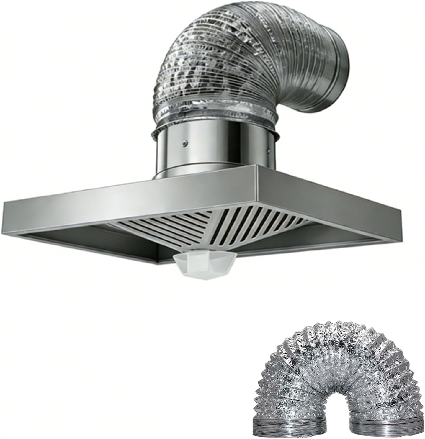 1m Pipe, Cappa aspirante Quadrata da soffitto ad Alta efficienza da 100W, con Tubo di Ventilazione per Un Efficace Ricambio d'Aria nella Tua Cucina (10 Pollici)