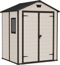 Keter Casetta da Giardino Manor 6x5, Finitura Effetto Legno Graffiato, Beige, 185x152x226H Cm