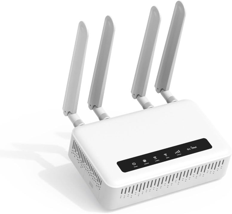 GL-X2000(Spitz Plus) Cellular Gateway 4G LTE Router per casa, aziende, camper, viaggi su strada, CAT 12, router Wifi 6, antenne staccabili, doppia SIM, OpenVPN (solo UE)