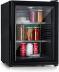 Klarstein Mini Frigo Bar da Camera, Portatile, Frigorifero Piccolo da Ufficio con LED, Ripiani Rimovibili, per Campeggio e Skin Care 12-18°C, 42L(Nero)