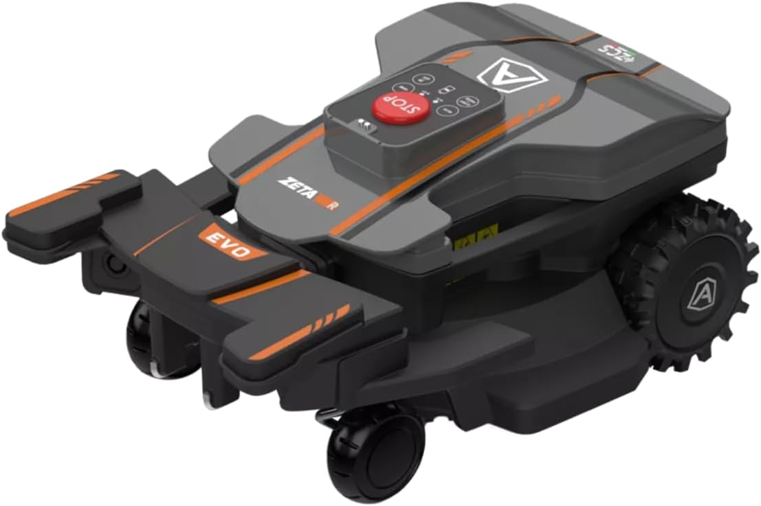 Ambrogio Robot ZetaR EVO, Robot Tagliaerba Autonomo Senza Filo Perimetrale, Batteria al Litio, Area di Taglio 1000m², Intelligenza Artificiale, Grigio