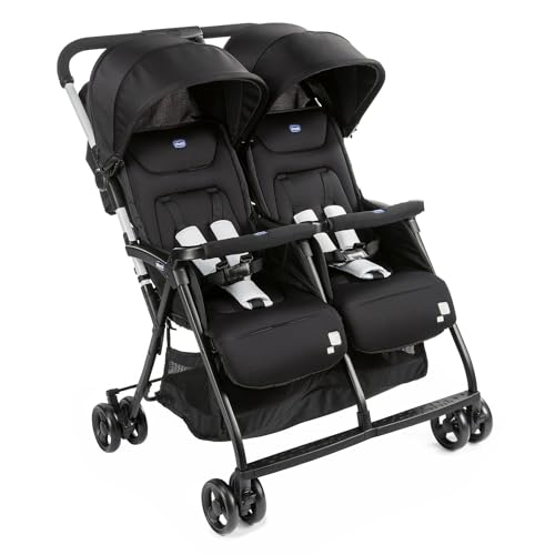 Chicco OHlalà Twin Passeggino Gemellare Doppio da 0 Mesi a 15 kg, Passeggino Leggero Reclinabile e Pieghevole, Chiusura Compatta, Poggiagambe Regolabili, Parapioggia e Capottina Estendibile, Nero : Prima infanzia(Grigio)