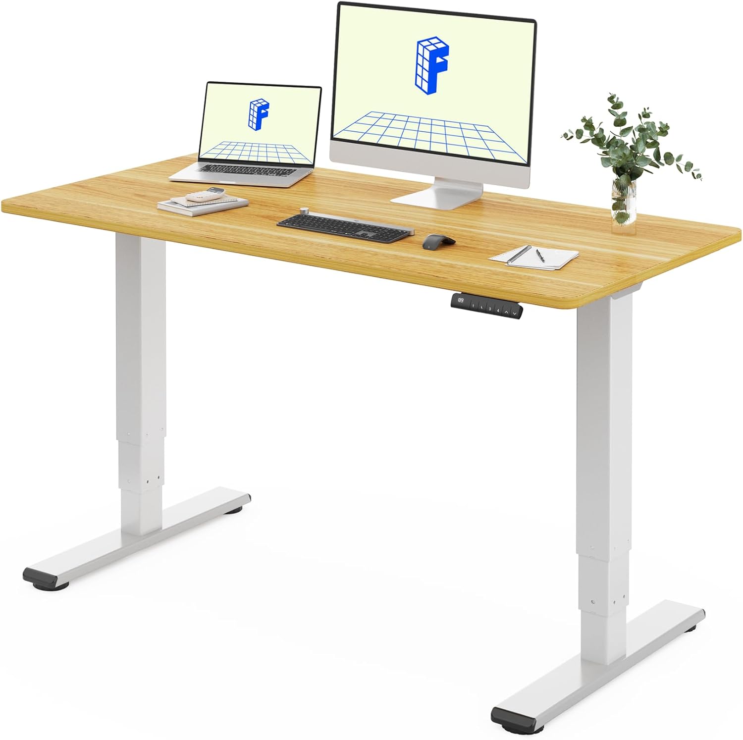 FLEXISPOT Scrivania Regolabile in Altezza Elettrica 140×80 cm con Doppio Motore, Piano Unico da 25 mm, Gambe Telescopiche a 3 Sezioni EC5 LITE