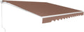 COSTWAY Outdoor Awning, Extendable Arm Awning with Aluminium Frame, Sun Resistant and Waterproof Roof and Crank (4 x 2.5 m, Brown)