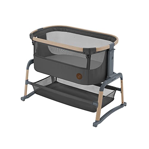 Maxi Cosi Iora Air Lettino neonato, co sleeping con materasso imbottito, funzione dondolo, regolabile in altezza, reclinabile,tessuti riciclati ecologici e traspiranti, 0 9 kg, Beyond Graphite : Prima infanzia(Beyond Graphite)