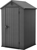 Keter Casetta da Giardino Darwin 4x4, Finitura Effetto Legno, Colore Grigio, 1,4 m², 125,8x117x205H cm