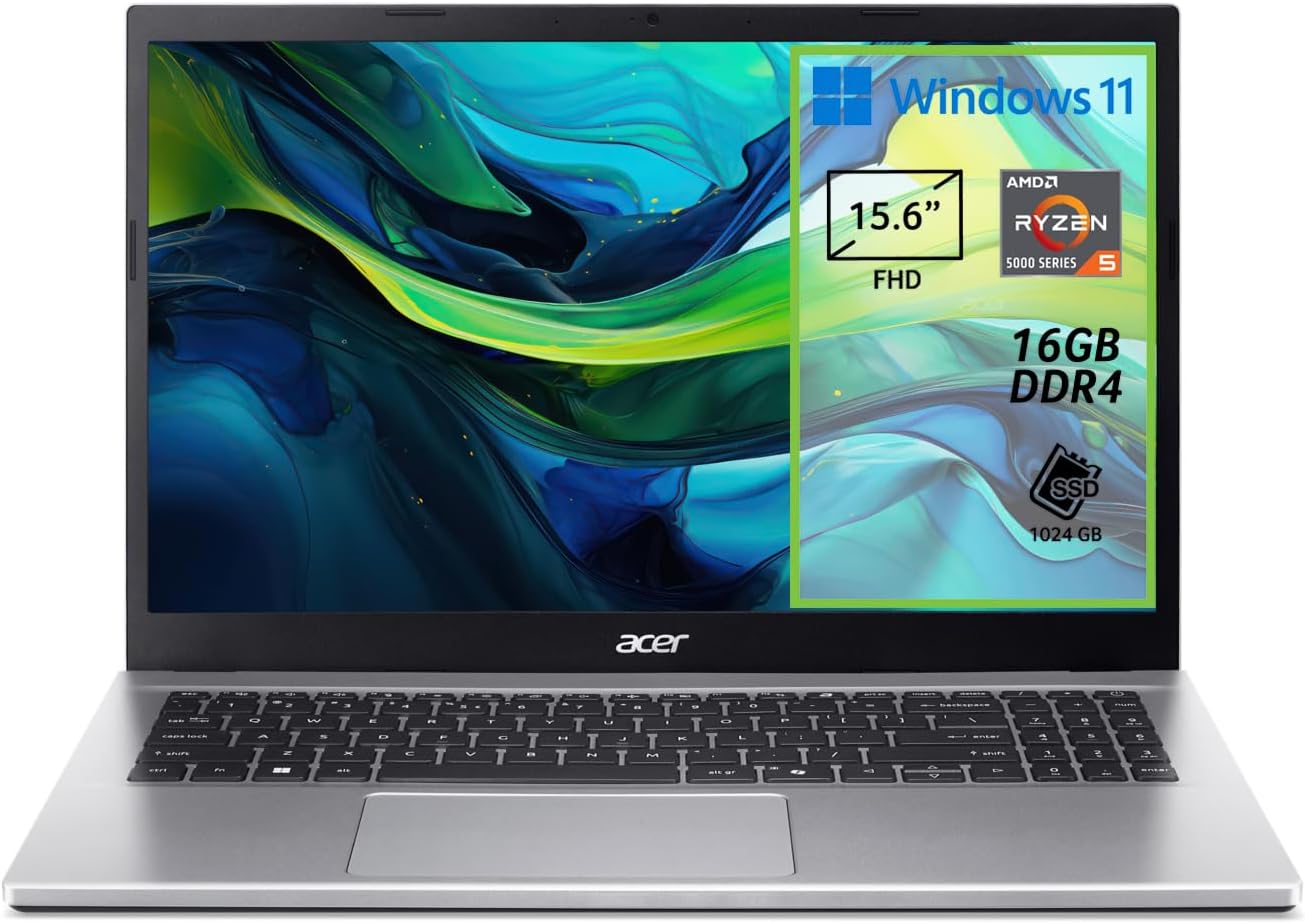 acer Aspire Go 15 AG15-42P-R5UW PC Portatile, Notebook, Processore AMD Ryzen™ 5625U, RAM 16 GB DDR4, 1024 GB PCIe NVMe SSD, Display 15.6 FHD, Scheda Grafica AMD Radeon, Windows 11 Home, Silver
