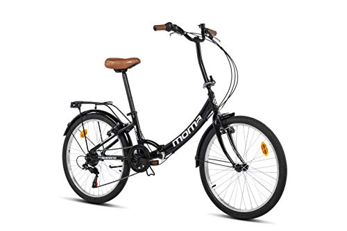 moma bikes Bicicletta Pieghevole, TOP CLASS 24, Alluminio, SHIMANO 6V, Sella Comfort : Sport e tempo libero(Nero)