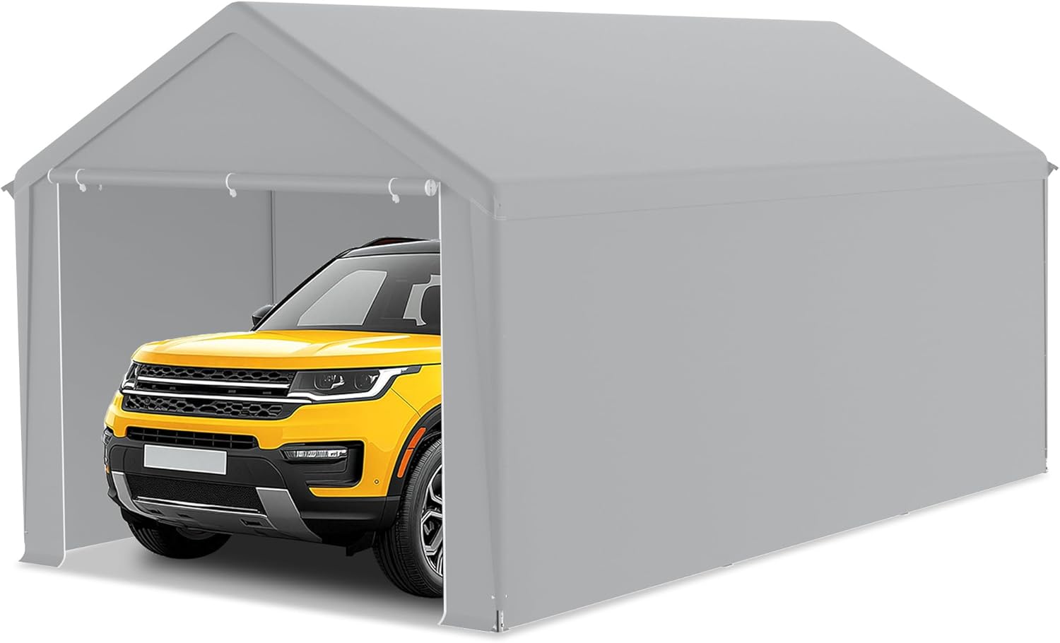 Carport, tenda da campeggio, 3 x 6 m, grande tenda da garage con pareti laterali rimovibili, resistente all'inverno, per auto, SUV, camion, grigio