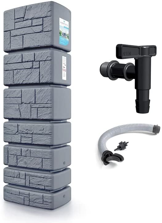 2025 Serbatoio per acque piovane Tower Stone, serbatoio per pioggia 350-500L(350L/Grau)