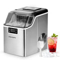 EUHOMY Macchina del Ghiaccio Casa: 24 Cubetti in 13 Minuti, 20,5KG/24H Macchina per il Ghiaccio Autopulente, 3,2L con Paletta/Cestello, per Cucina/Ufficio, Acciaio Inossidabile